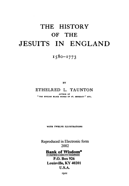 The History of the Jesuits in England